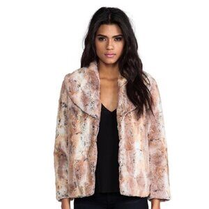 Alice + Olivia Annistyn Round Collar Faux Fur Coat in Brown Size Small